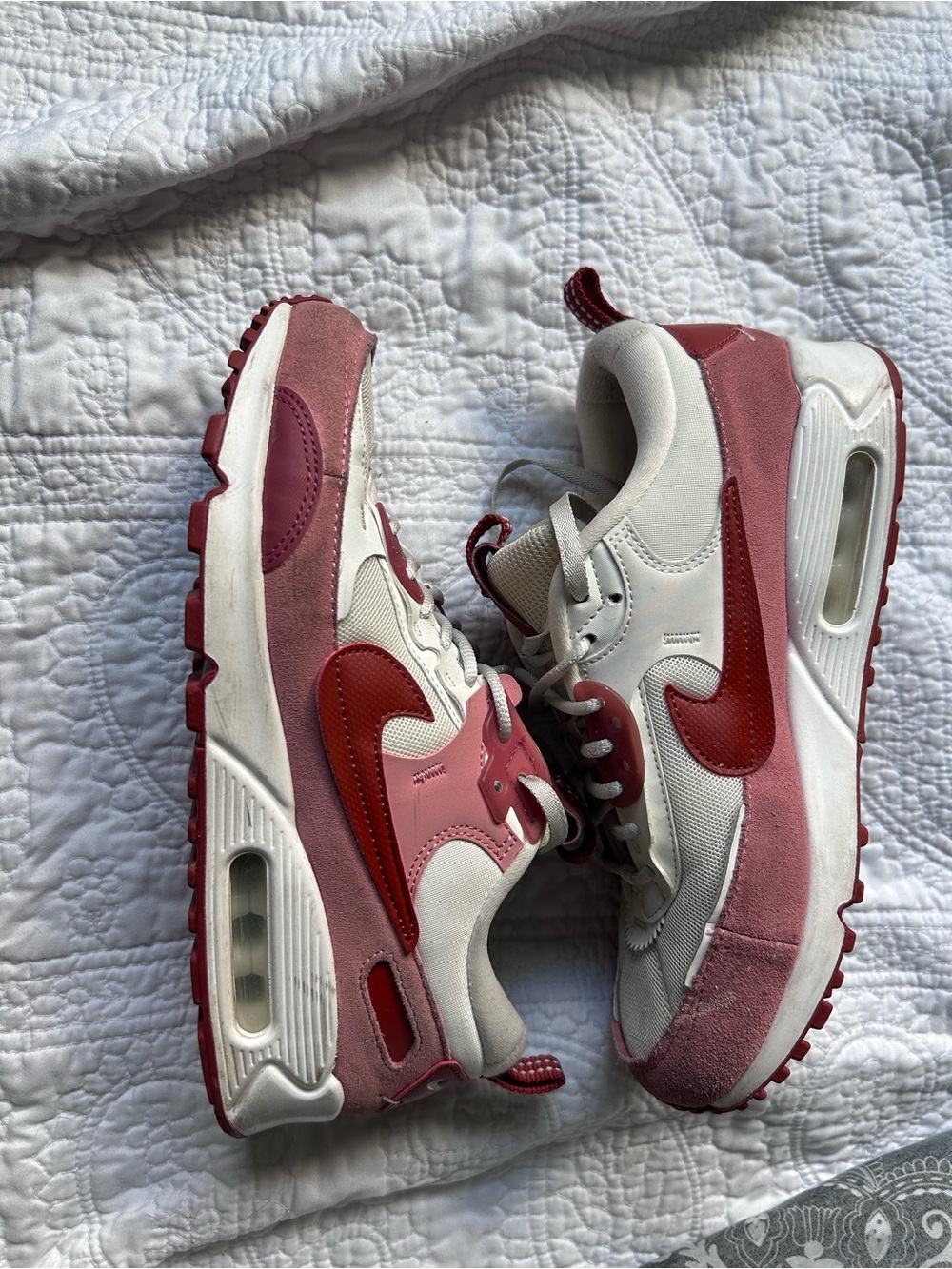 Nike Women's White, Pink & Red Air Max Style Sneakers